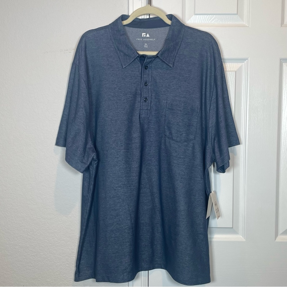 Free Assembly Men's Classic Blue Polo Shirt NWT Size 3XL